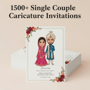 1500+ Single Couple Caricature Invitations