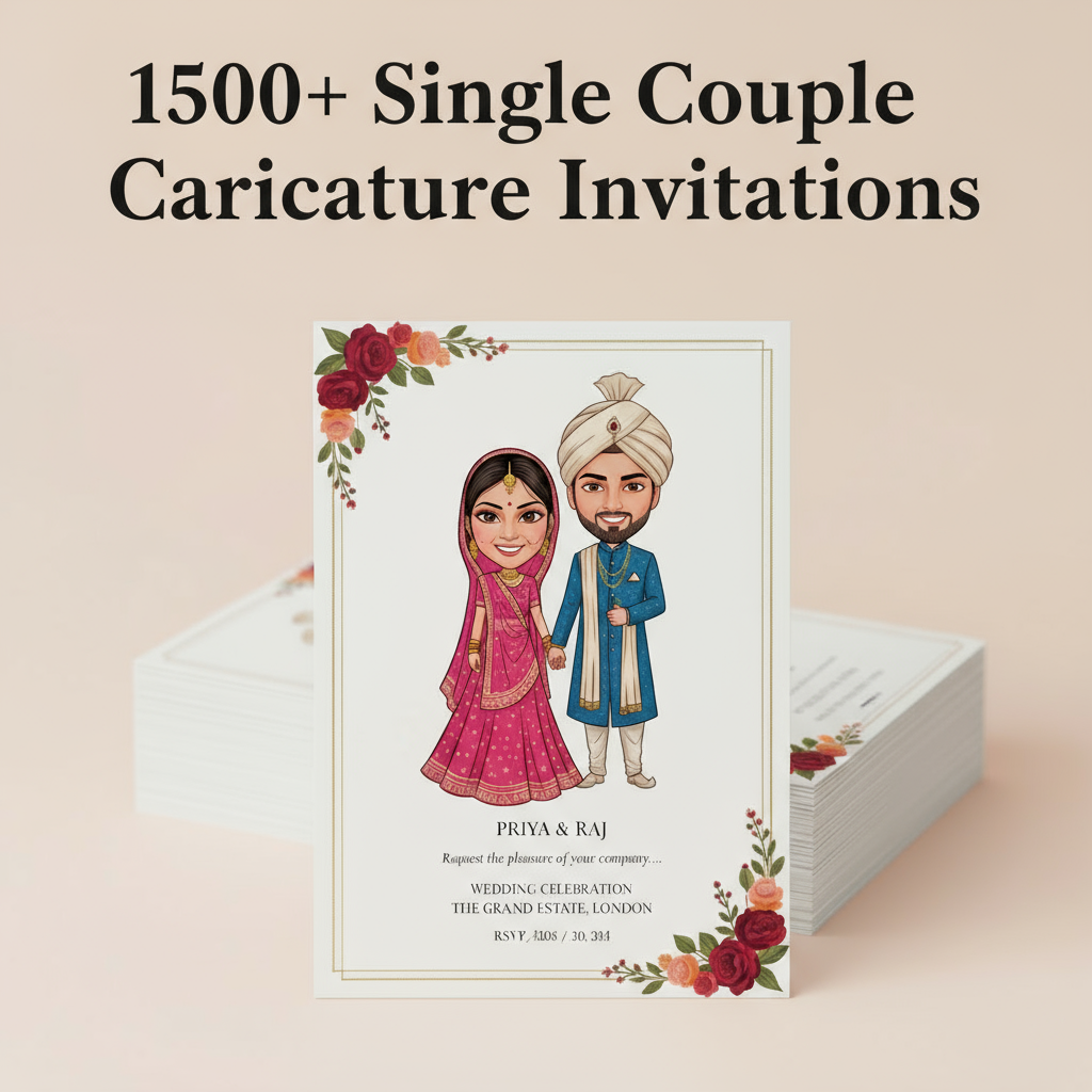 1500+ Single Couple Caricature Invitations